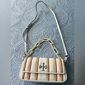 Tory Burch White and Orange Crossbody Bag